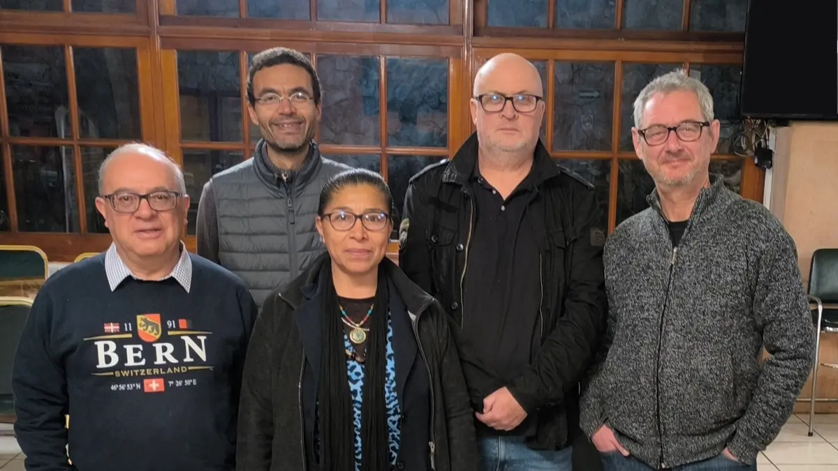 Xavier Pinon visitando a los fundadores de INEPAS